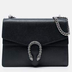 Pre Owned Gucci Black Medium Calfskin Dionysus Shoulder Bag