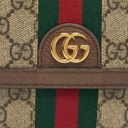 Pre Owned Gucci Beige/Ebony GG Supreme Canvas and Leather Ophidia French Wallet