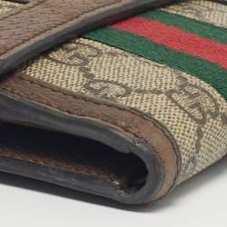 Pre Owned Gucci Beige/Ebony GG Supreme Canvas and Leather Ophidia French Wallet