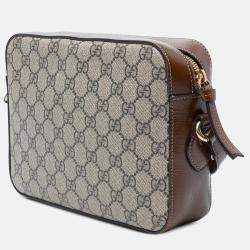 Pre Owned Gucci Brown Small GG Supreme Horsebit 1955 Crossbody