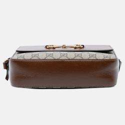 Pre Owned Gucci Brown Small GG Supreme Horsebit 1955 Crossbody
