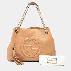 Pre Owned Gucci Brown Medium Leather Soho Chain Tote