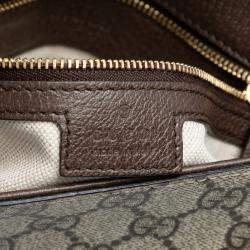 Pre Owned Gucci Beige Brown Small GG Supreme Blondie Chain Satchel