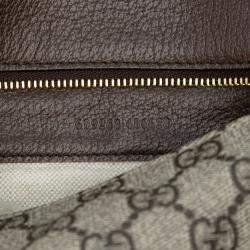 Pre Owned Gucci Beige Brown Small GG Supreme Blondie Chain Satchel