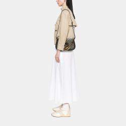 Pre Owned Gucci Beige Brown Small GG Supreme Blondie Chain Satchel