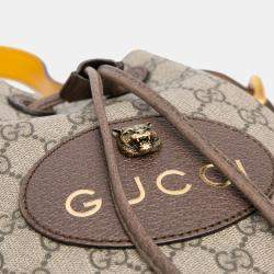 Pre Owned Gucci Beige/Brown GG Supreme Neo Vintage Drawstring Bucket Bag