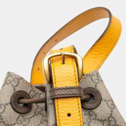 Pre Owned Gucci Beige/Brown GG Supreme Neo Vintage Drawstring Bucket Bag