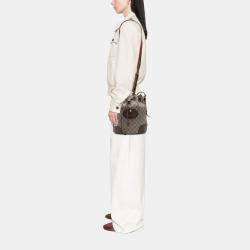 Pre Owned Gucci Beige/Brown GG Supreme Neo Vintage Drawstring Bucket Bag