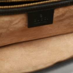 Pre Owned Gucci Black Leather Small Web Chain Sylvie Shoulder Bag