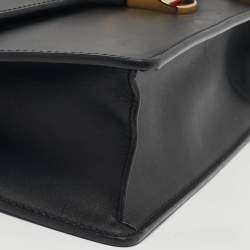Pre Owned Gucci Black Leather Small Web Chain Sylvie Shoulder Bag
