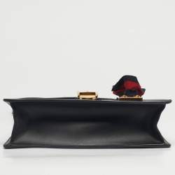 Pre Owned Gucci Black Leather Small Web Chain Sylvie Shoulder Bag
