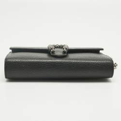 Pre Owned Gucci Black Leather Dionysus Wallet on Chain