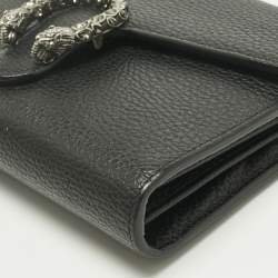 Pre Owned Gucci Black Leather Dionysus Wallet on Chain