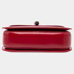Pre Owned Gucci Red Calfskin Bamboo Night