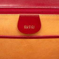 Pre Owned Gucci Red Calfskin Bamboo Night