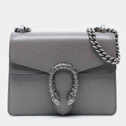 Pre Owned Gucci Grey Small Leather Dionysus Crossbody