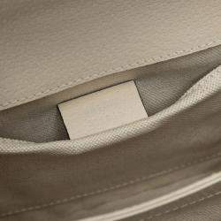 Pre Owned Gucci White Mini Leather Bamboo Dionysus Web Satchel