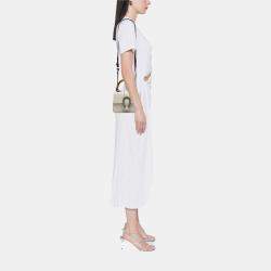 Pre Owned Gucci White Mini Leather Bamboo Dionysus Web Satchel
