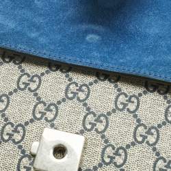 Pre Owned Gucci Beige/Blue GG Supreme Canvas and Suede Mini Blooms Dionysus Shoulder Bag