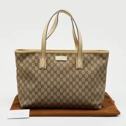 Pre Owned Gucci Beige/Cream GG Supreme Canvas and Leather Tote