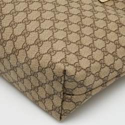 Pre Owned Gucci Beige/Cream GG Supreme Canvas and Leather Tote
