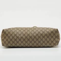 Pre Owned Gucci Beige/Cream GG Supreme Canvas and Leather Tote