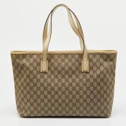 Pre Owned Gucci Beige/Cream GG Supreme Canvas and Leather Tote
