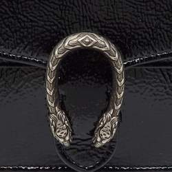 Pre Owned Gucci Black Patent Leather Mini Dionysus Shoulder Bag