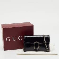 Pre Owned Gucci Black Patent Leather Mini Dionysus Shoulder Bag