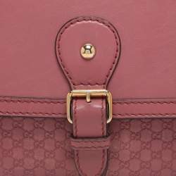 Pre Owned Gucci Old Rose Microguccissima Leather Buckle Flap Shoulder Bag