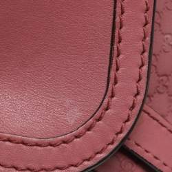 Pre Owned Gucci Old Rose Microguccissima Leather Buckle Flap Shoulder Bag