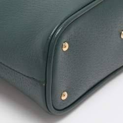 Pre Owned Gucci Green Leather Mini Bamboo Diana Dome Satchel