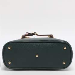 Pre Owned Gucci Green Leather Mini Bamboo Diana Dome Satchel
