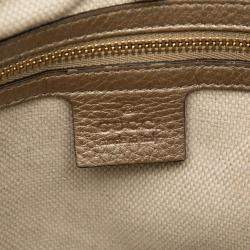 Pre Owned Gucci Gold Medium Metallic Leather Soho Chain Tote