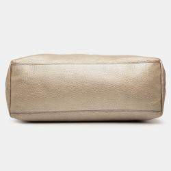 Pre Owned Gucci Gold Medium Metallic Leather Soho Chain Tote