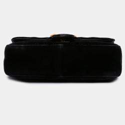 Pre Owned Gucci Black Small GG Marmont Matelasse Velvet Shoulder Bag