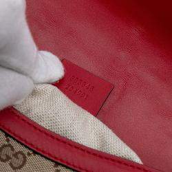 Pre Owned Gucci Beige Brown Medium GG Canvas Lady Web Crossbody