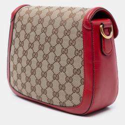 Pre Owned Gucci Beige Brown Medium GG Canvas Lady Web Crossbody