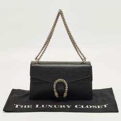 Pre Owned Gucci Black Leather Small Crystal Dionysus Shoulder Bag