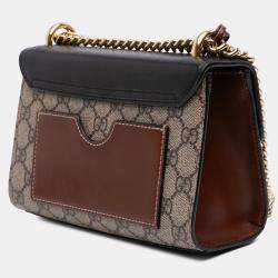Pre Owned Gucci Beige Brown Small GG Supreme Padlock Crossbody