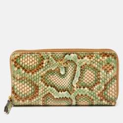 Pre Owned Gucci Multicolor Python GG Marmont Zip Around Wallet