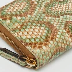 Pre Owned Gucci Multicolor Python GG Marmont Zip Around Wallet