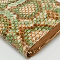 Pre Owned Gucci Multicolor Python GG Marmont Zip Around Wallet