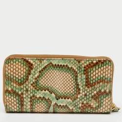 Pre Owned Gucci Multicolor Python GG Marmont Zip Around Wallet