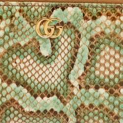 Pre Owned Gucci Multicolor Python GG Marmont Zip Around Wallet