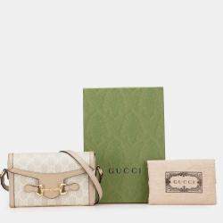 Pre Owned Gucci Beige Brown Mini GG Supreme Horsebit 1955 Crossbody