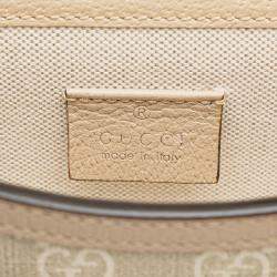 Pre Owned Gucci Beige Brown Mini GG Supreme Horsebit 1955 Crossbody