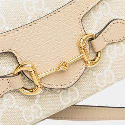 Pre Owned Gucci Beige Brown Mini GG Supreme Horsebit 1955 Crossbody