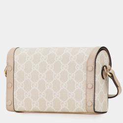Pre Owned Gucci Beige Brown Mini GG Supreme Horsebit 1955 Crossbody