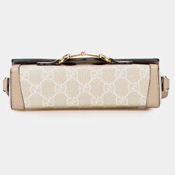 Pre Owned Gucci Beige Brown Mini GG Supreme Horsebit 1955 Crossbody